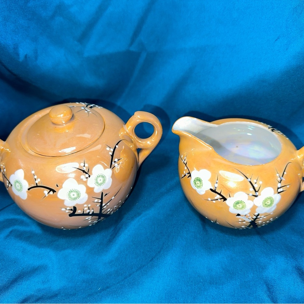 Vintage Lusterware Creamer and Sugar Set